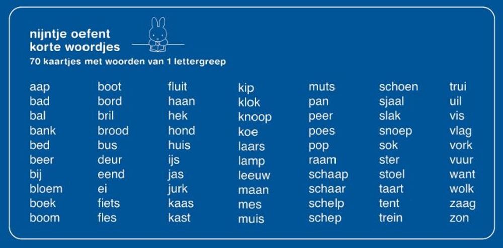 Übungskarten des Central Book House: Miffy übt kurze Wörter