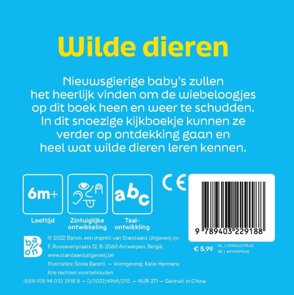Standaard uitgeverij wilde Tiere – Pappbuch mit Kulleraugen