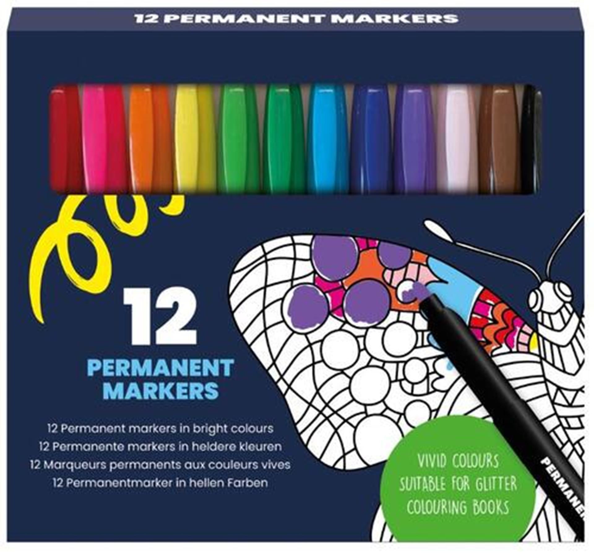Permanentmarker, farbig, 12 Stück.