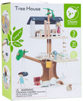 Klassisches Puppenhaus-Baumhaus aus Holz von Classic World, 31-teilig.