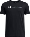 Under armour ua b logo wordmark ss unisex sportshirt - zwart - wit - grijs