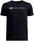 Under armour ua b logo wordmark ss unisex sportshirt - zwart - wit - grijs 128