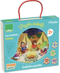 Vilac puzzel vakanties houten progressieve puzzel 4 stuks.