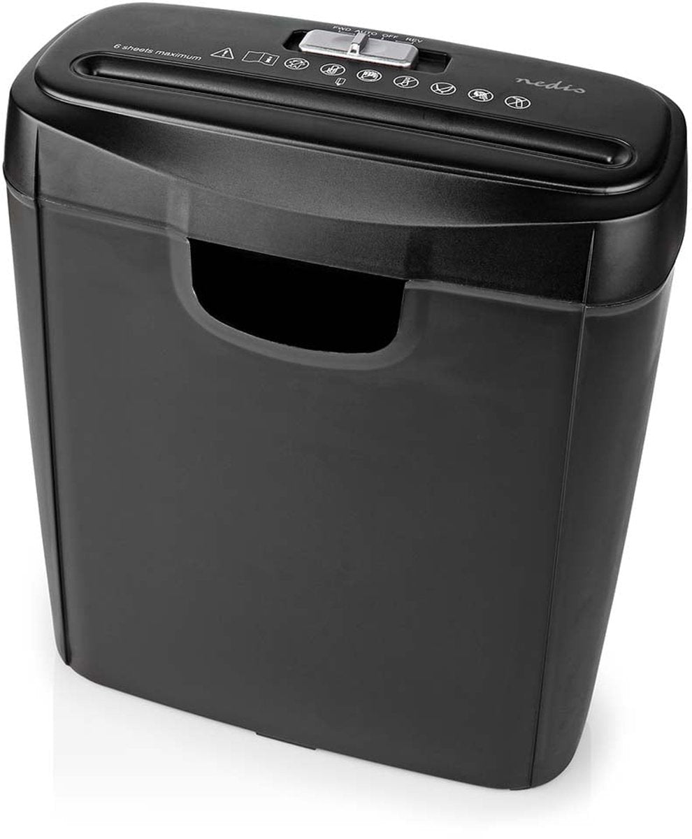 Nedis papierversnipperaar - 6x a4 vellen - 10l - voor thuis kantoor - stroken p2 - zwart
