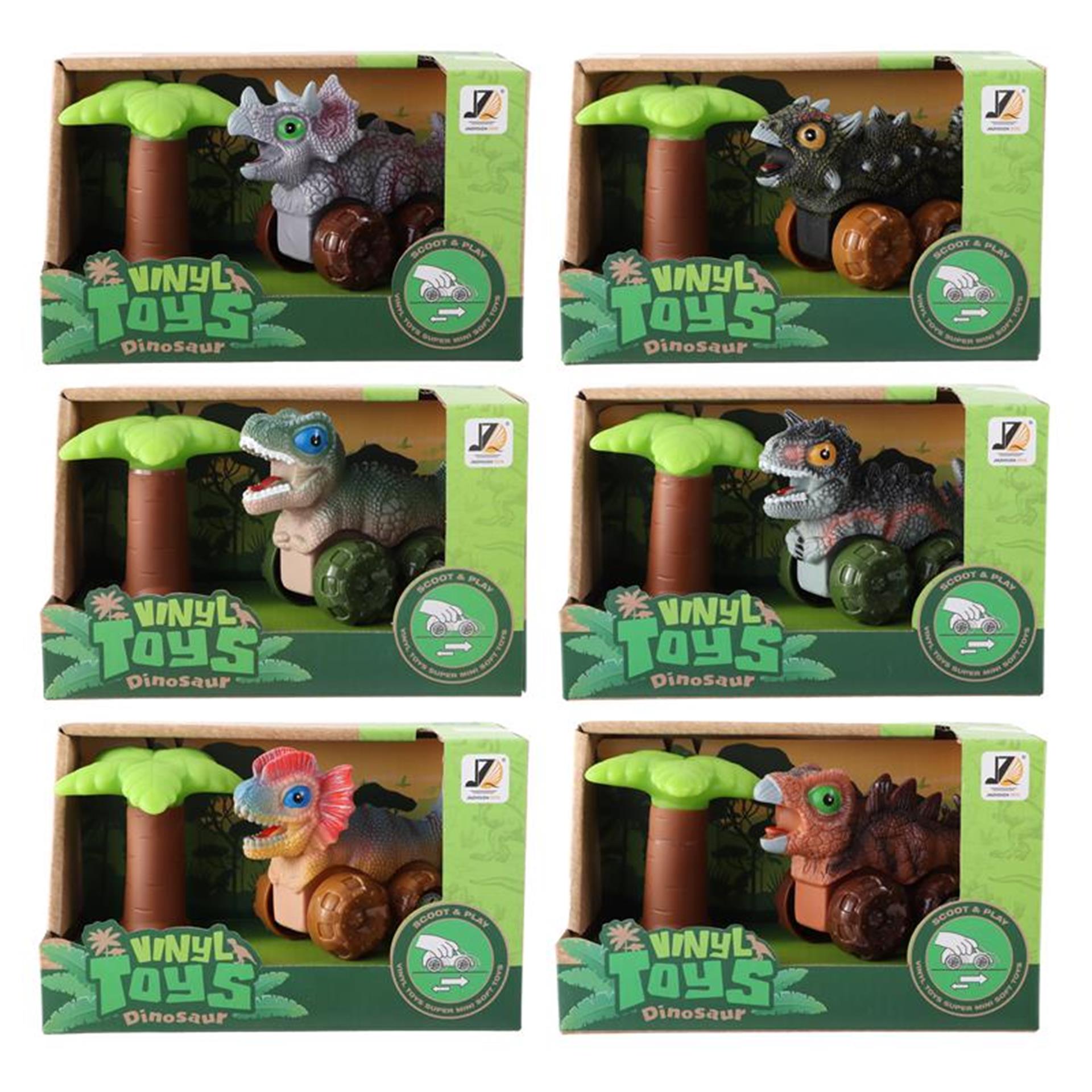 Baby dino auto 12cm met palmboom