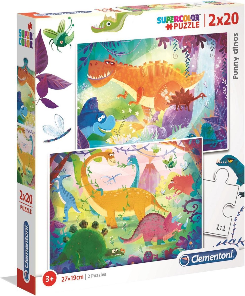 Clementoni Puzzle lustige Dinos, 2x20 Teile.