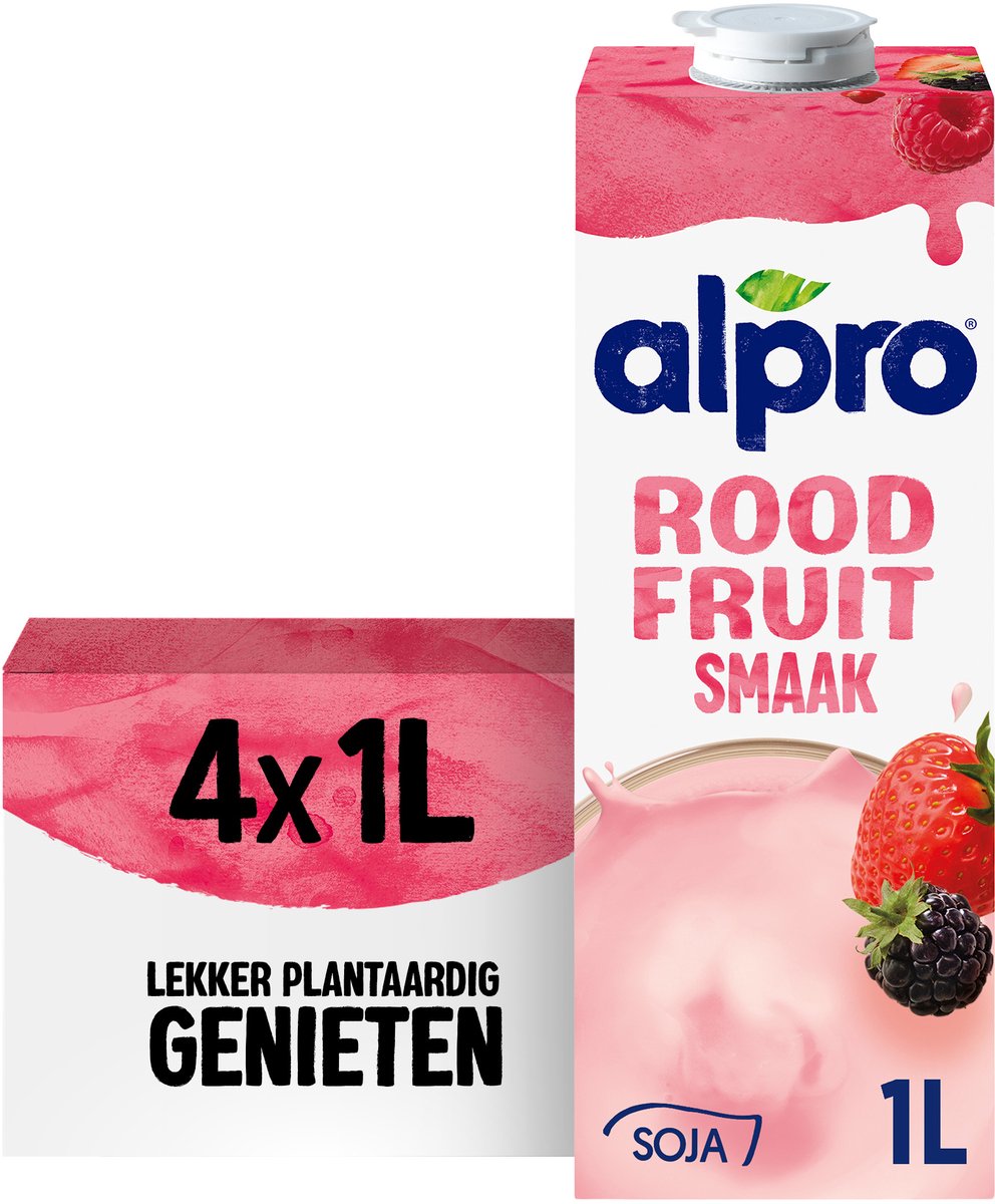 Alpro sojadrink rode vruchten – plantaardige drink – 4 x 1l