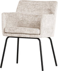 Woood kam eetkamerstoel met armleuning - velvet - off white - 78x59x56 cm