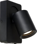 Lucide nigel - bedlamp wandlamp - led dim to warm - cct - gu10 - 1x5w 2200k 3000k - met usb oplaadpunt - zwart