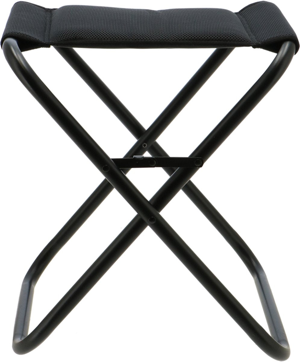 Travellife barletta campingkruk zwart - ventilerend en sneldrogend 2d mesh - inclusief inklapbeveiliging