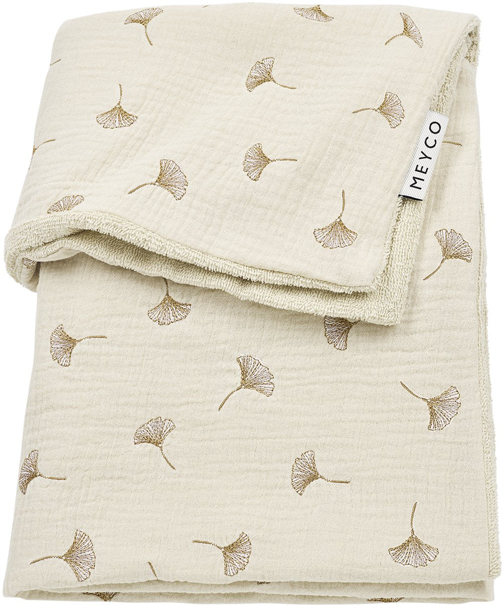 Meyco baby ginkgo ledikant deken - pre-washed hydrofiel - soft sand - 100x150cm - 1.5 tog