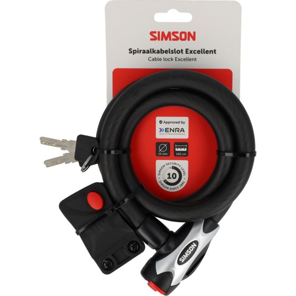 Simson Spiralkabelschloss, ausgezeichnete Größe l 15 mm x 100 cm