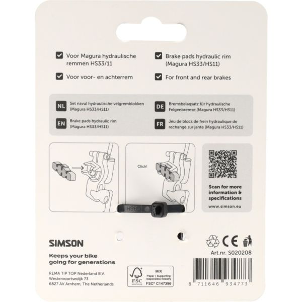 Rema tip top nederland b.v. simson remblokken magura hydraulische velgrem hs33 hs11