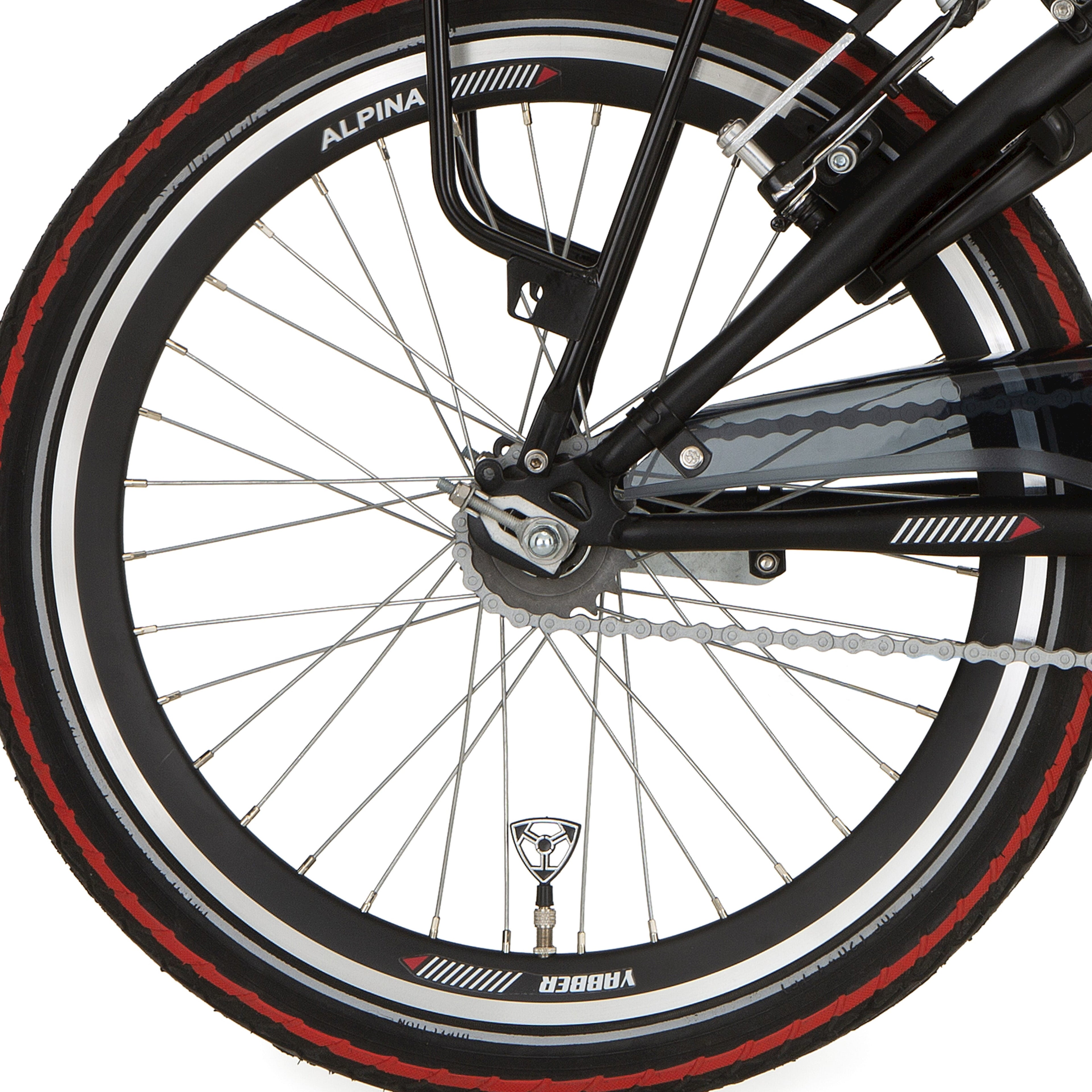 Alpina Hinterrad 20 hlqc yabber schwarz verzinkt Speichen