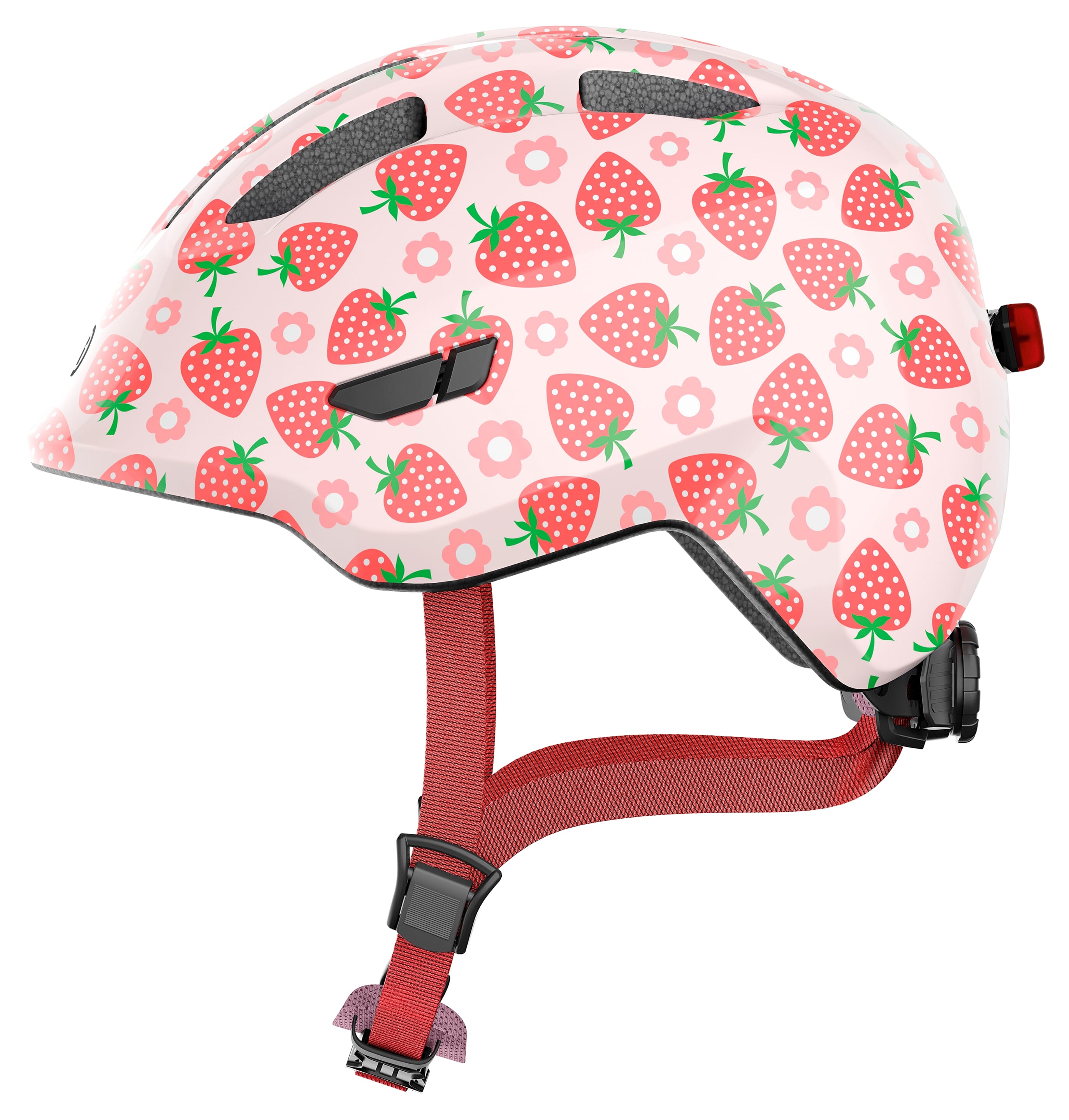 Abus Helm Smiley 3.0 LED-Leuchte, Farbe Rose-Erdbeere, Größe M (50-55 cm)