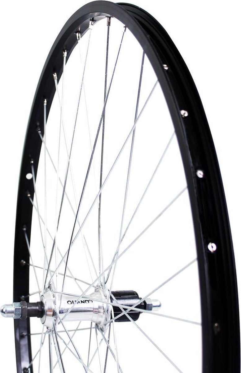 Roland achterwiel 28 vast cass 7v alu as26 zwart zink spk