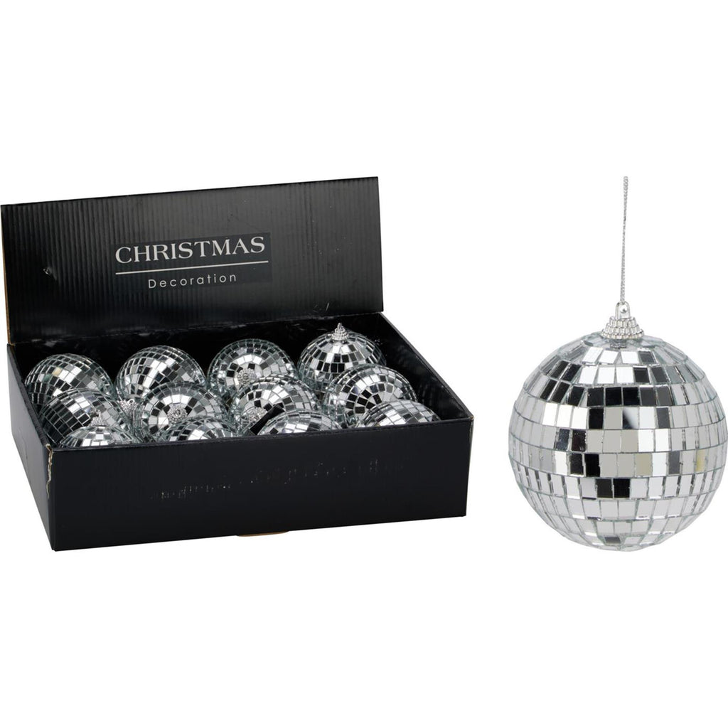 Home styling spiegelbal 8cm zilver glas