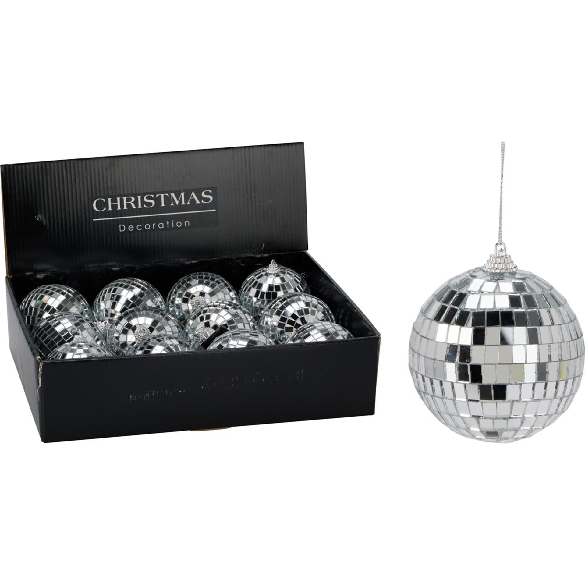 Home styling spiegelbal 8cm zilver glas