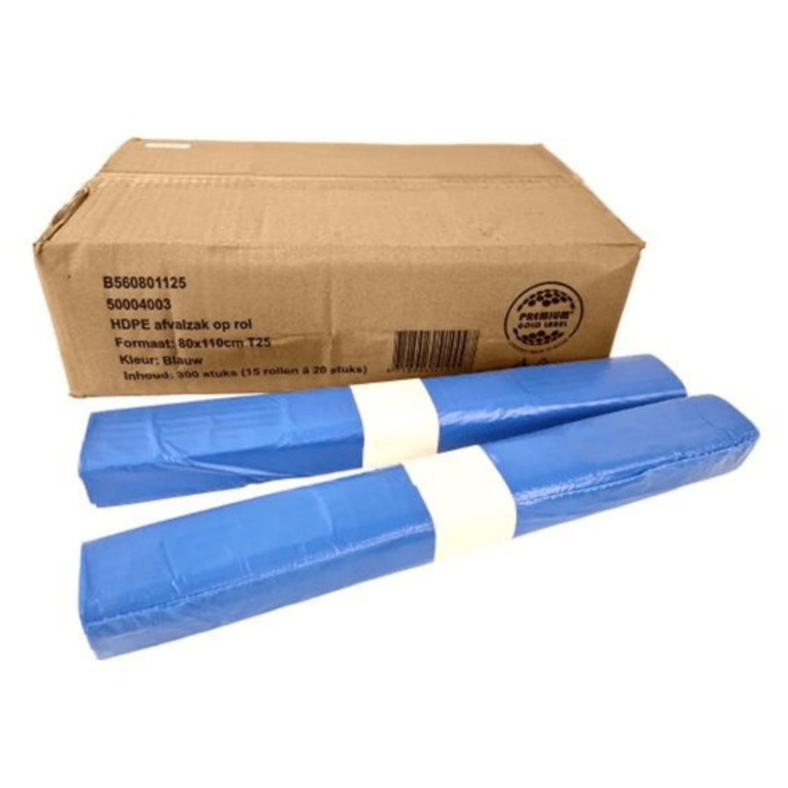 Afvalzak blauw 80x110cm t25 (15x 20 stuks)