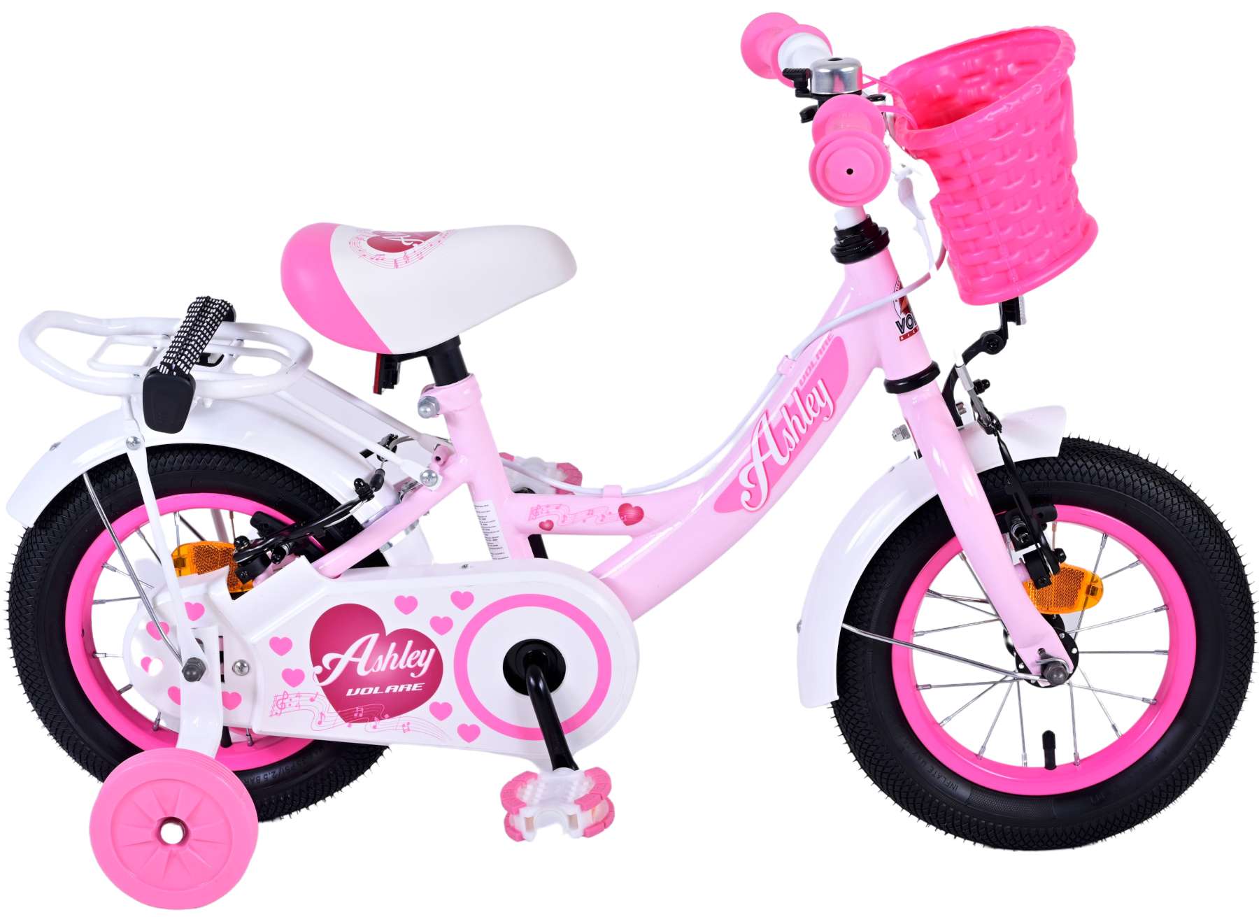Volare Ashley Kinderfahrrad – Mädchen – 12 Zoll – Rot/Pink