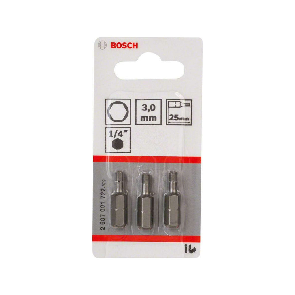 Bosch Zubehör-Bit extra hart Sechskant 3, 25 mm 3 Stück - 2607001722