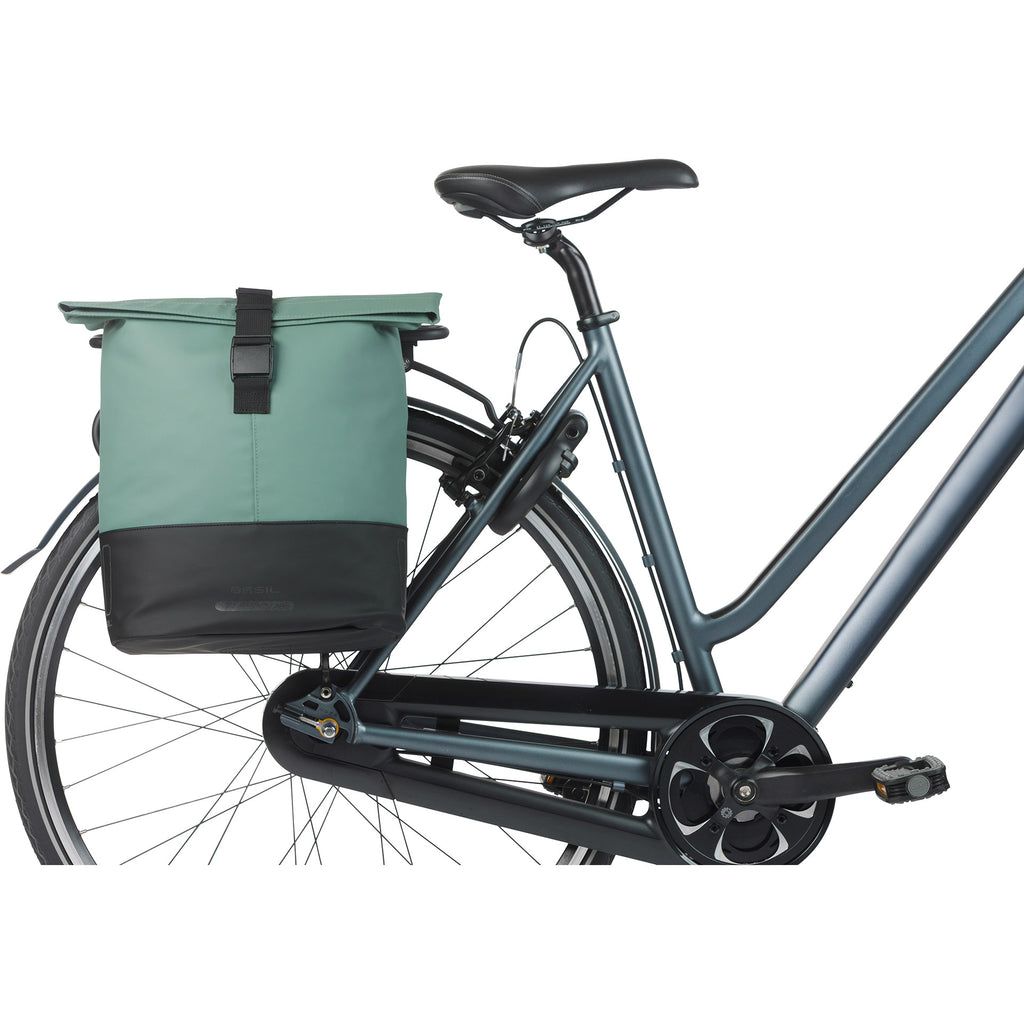 Basil b.v. dubbele fietstas cove mik 28-32l 14 x 29 x 36 cm - groen zwart