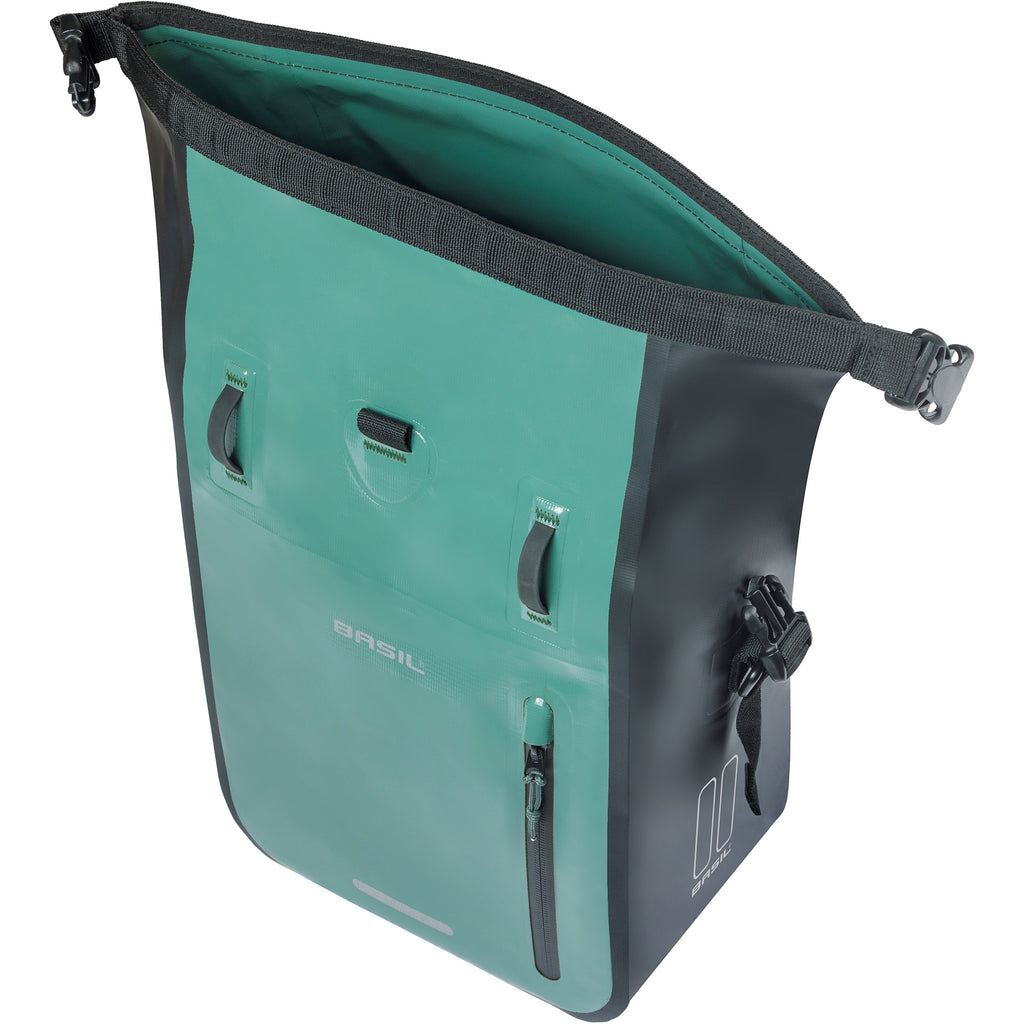 Basil enkele fietstas rivo m tarpaulin mik 12-15l 14 x 25 x 38 cm - groen zwart