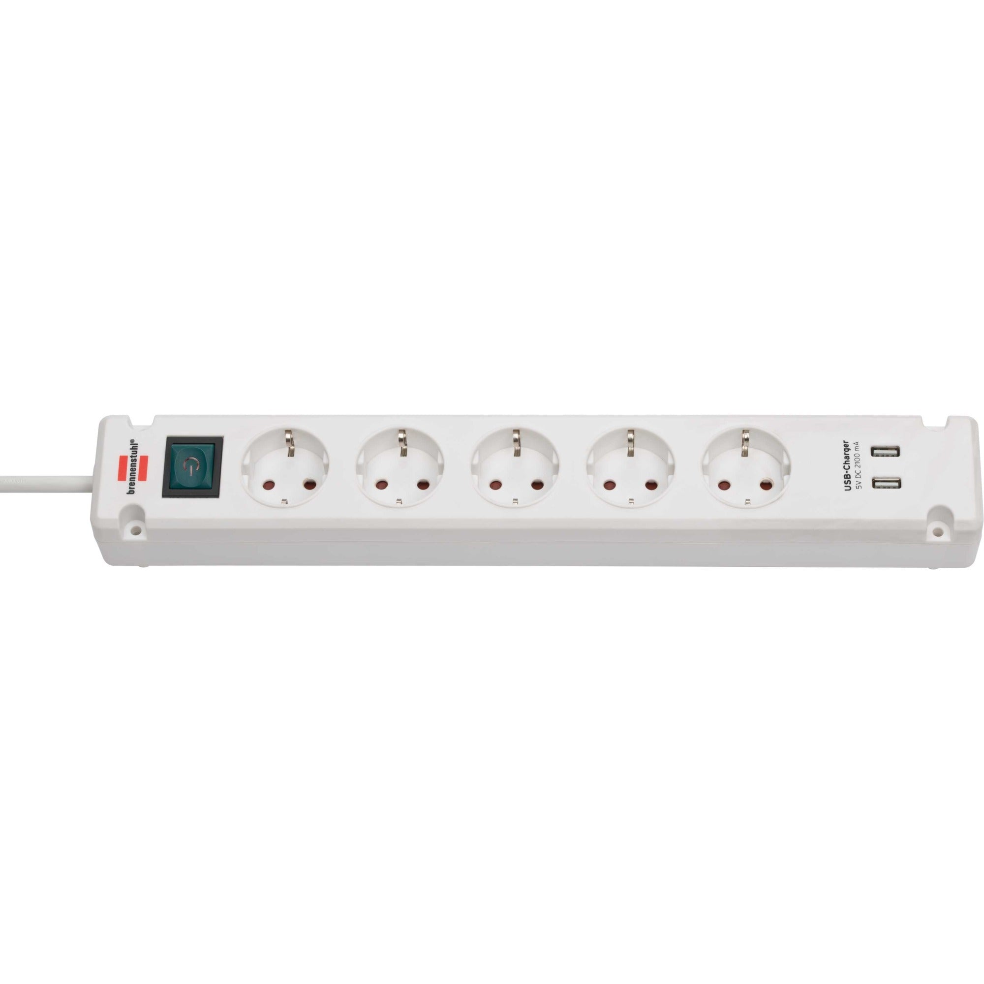 Brennenstuhl bremounta-stekkerstrip 5-voudig met 2 usb-laadbussen (connector usb met schakelaar en 3 m kabel) - 1150660325