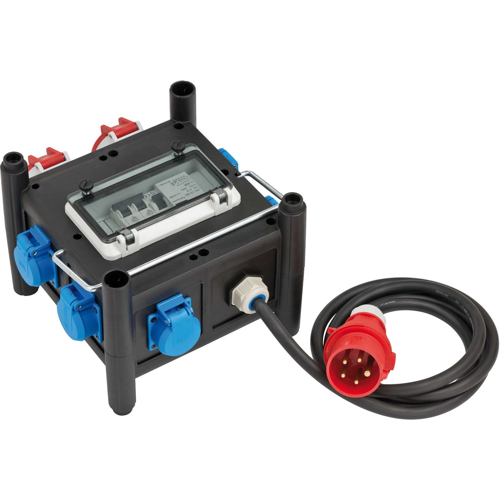 Brennenstuhl compacte rubberen stroomverdeler bsv 3 fi 16 2 ip44 2m h07rn-f 5g2,5 - 2xcee16a, 5x230v - 1153690200
