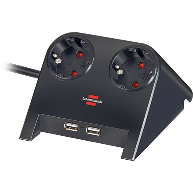 Tafelstekkerdoos brennenstuhl usb charger 1,8m zwart