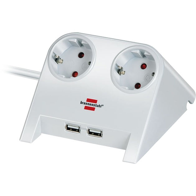 Brennenstuhl desktop-power usb-charger 2 usb-laadaansluiting 2100ma 2-voudig wit gepolijst 1,8m h05vv-f 3g1,5 - 1153520222