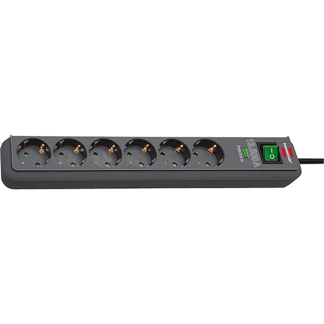 Brennenstuhl eco-line 13.500 a stekkerdoos met overspanningsbeveiliging stekkerdoos (antraciet, 1159710515, voor 6 stekkers)