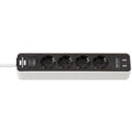 Brennenstuhl ecolor stekkerdoos 4-voudig + 2x usb stekkerdoos (wit zwart)