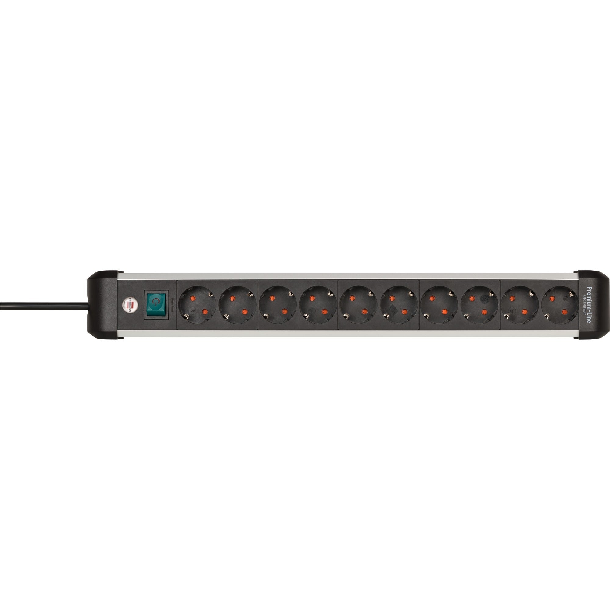 Brennenstuhl premium-alu-line stekkerdoos 10-voudig schakel stekkerdoos (zwart zilver)