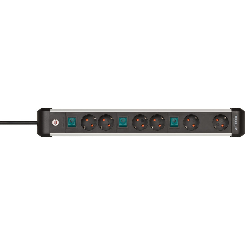 Brennenstuhl premium-alu-line stekkerdoos 6-voudig schakel stekkerdoos (3x 2-voudig schakelbaar)