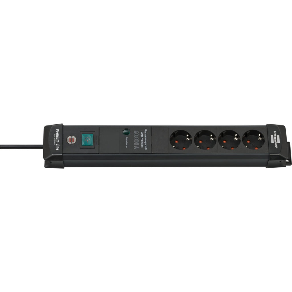 Brennenstuhl premium-line stekkerdoos 4-voudig stekkerdoos (zwart, 1,8 meter, 60.000a overspanningsbeveiliging)