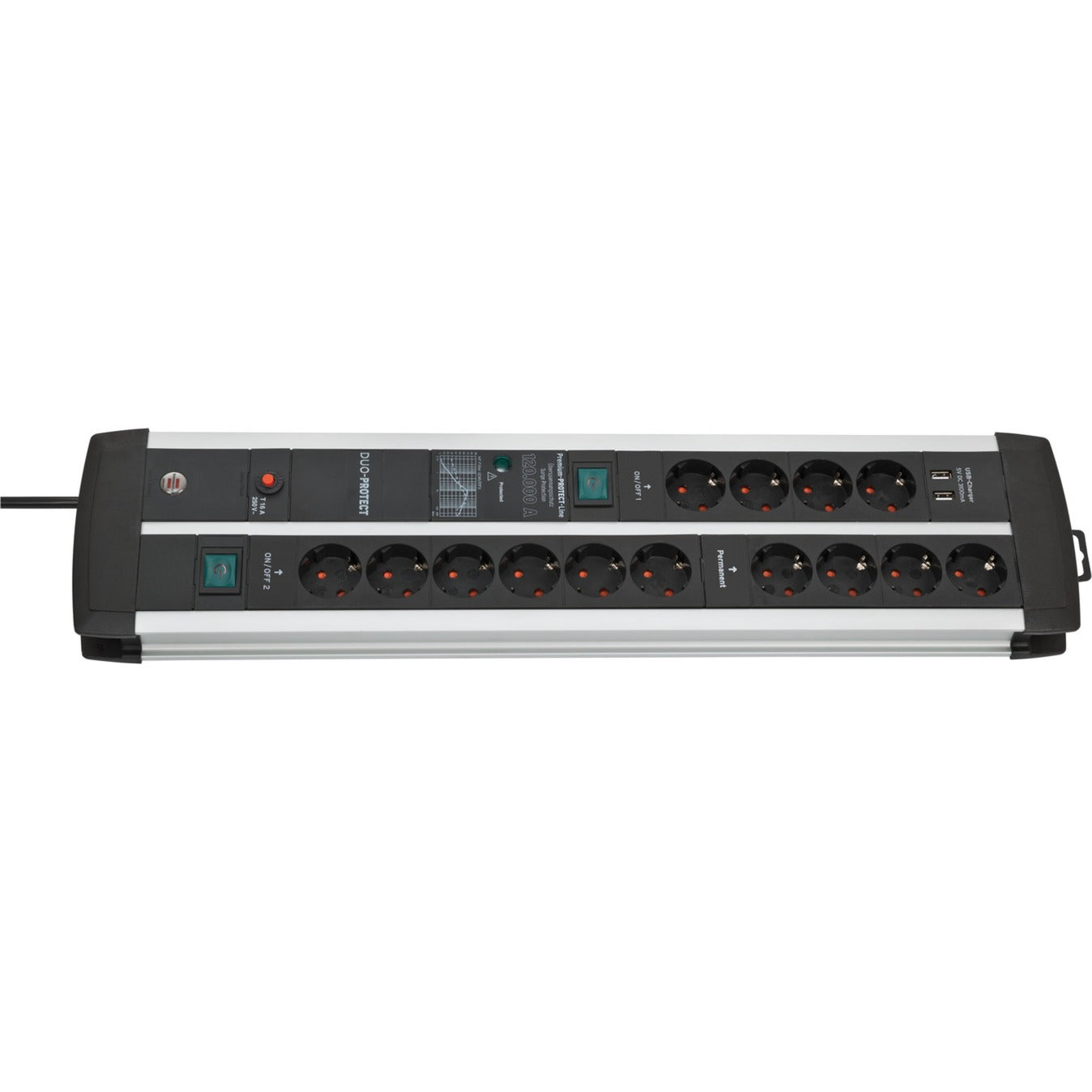 Brennenstuhl premium protect-line stekkerdoos | 14-voudig | 2x schakelaar - 1392000232