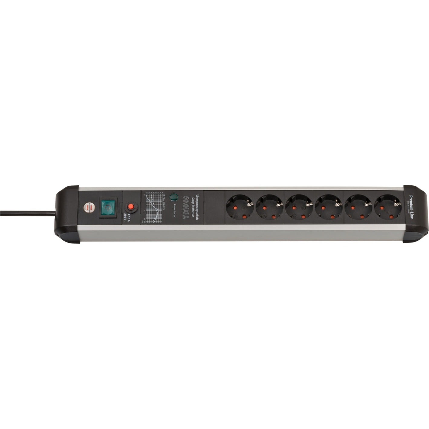 Brennenstuhl premium-protect-line 6-voudig stekkerdoos (zwart aluminium, 3 meter)