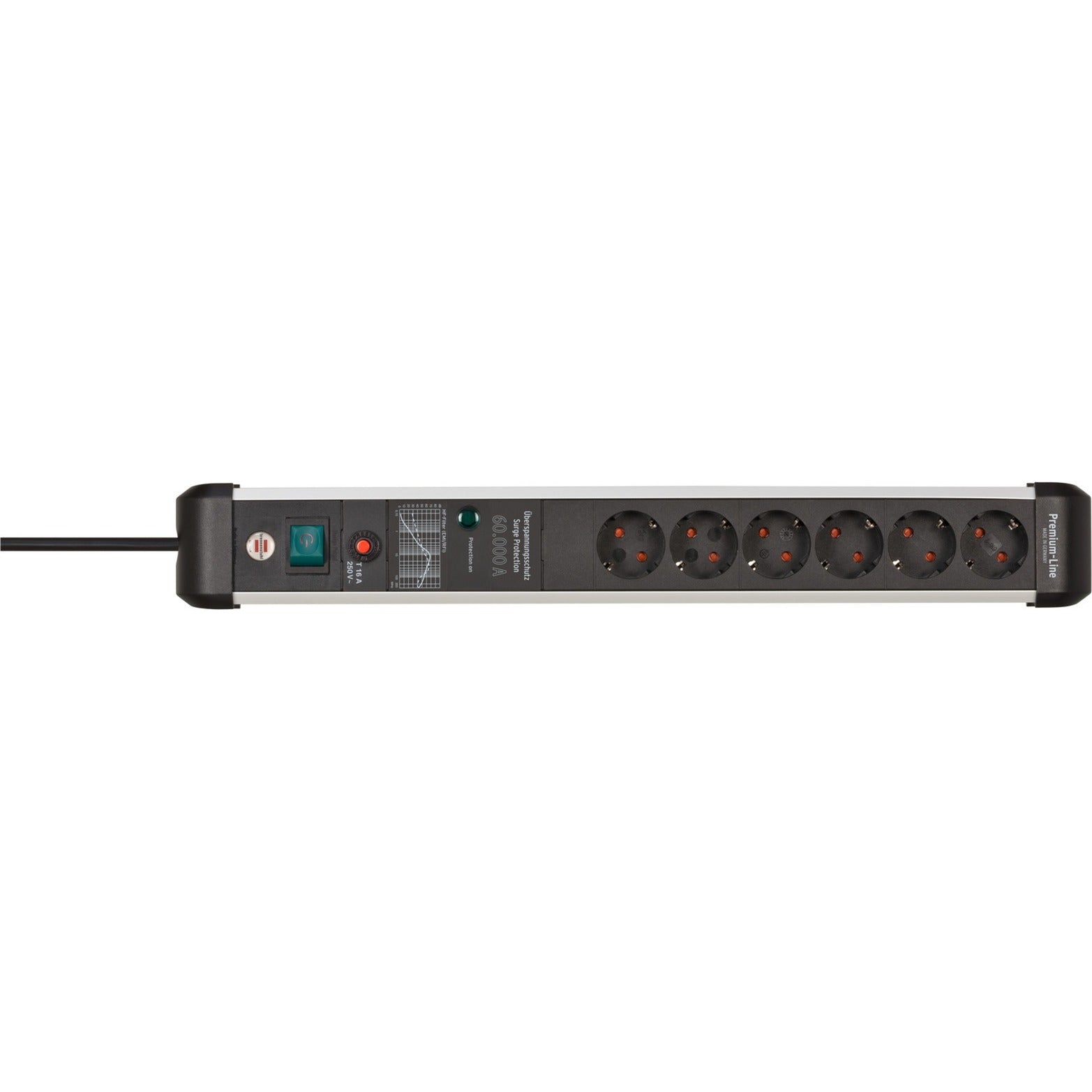 Brennenstuhl premium-protect-line 6-voudig stekkerdoos (zwart aluminium, 3 meter)