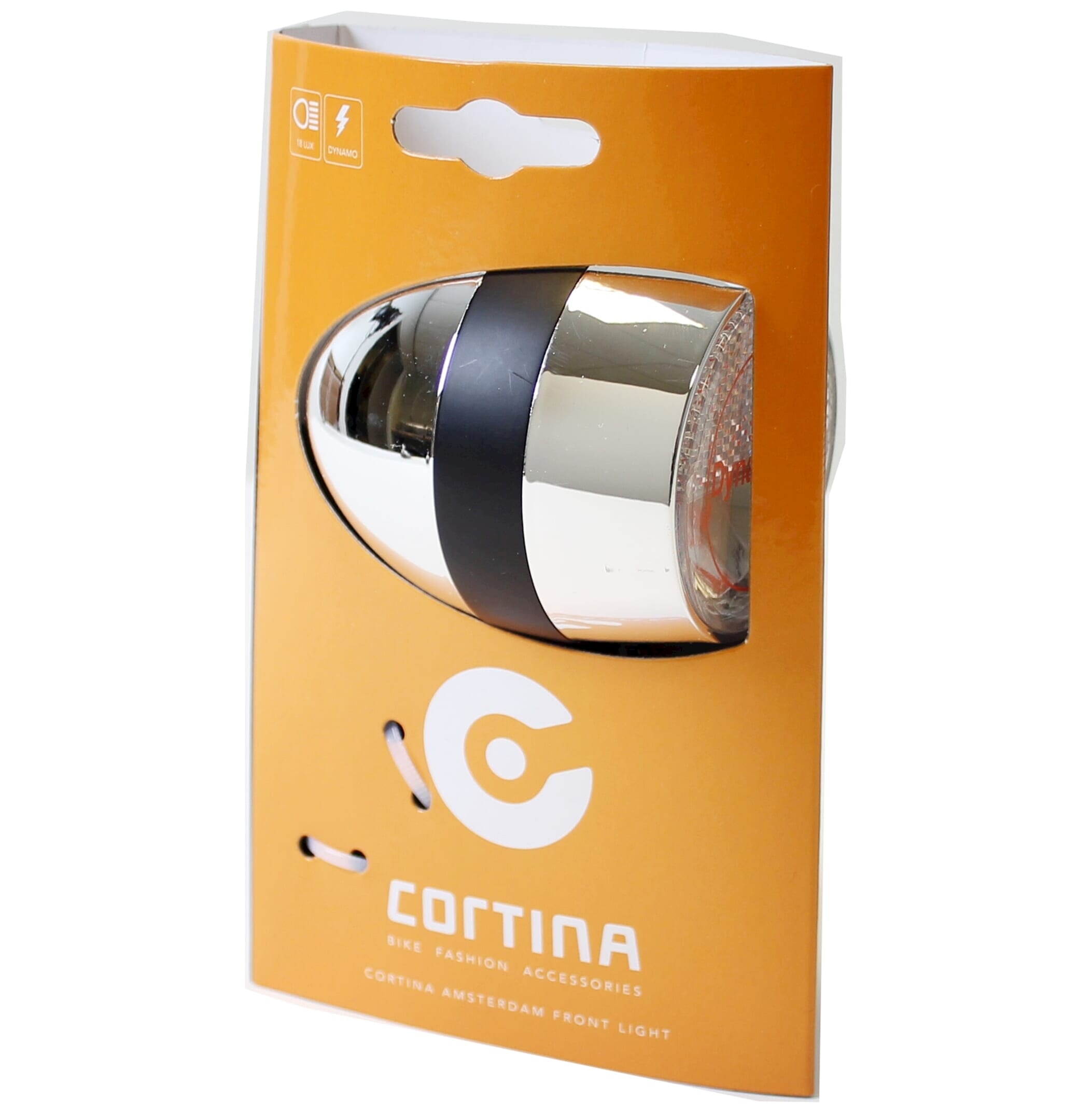 Cortina-Scheinwerfer Amsterdam Dynamo Chrom Schwarz