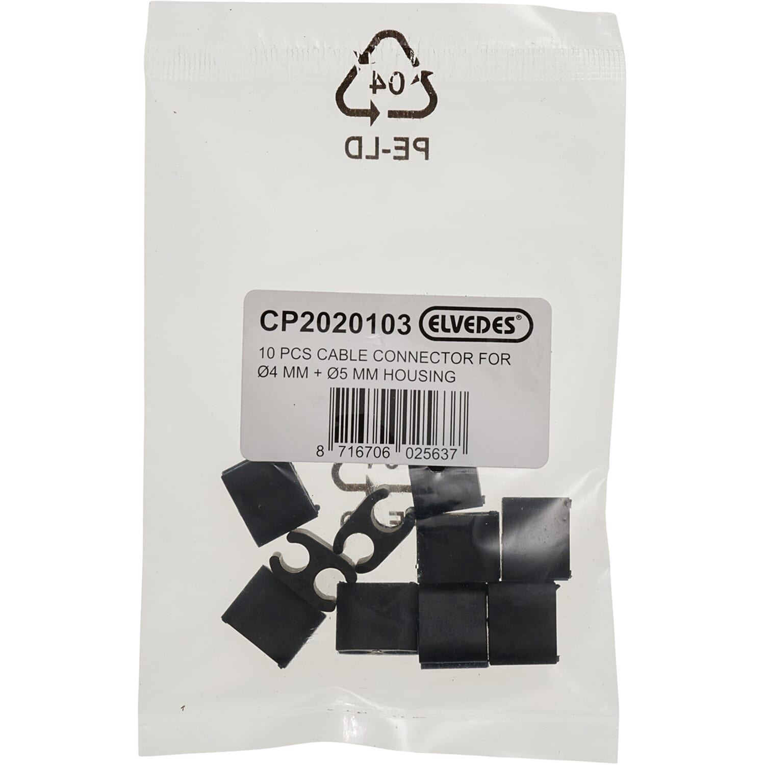 Elvedes kabelclips duo 5,0+4,1mm zwart (10st)