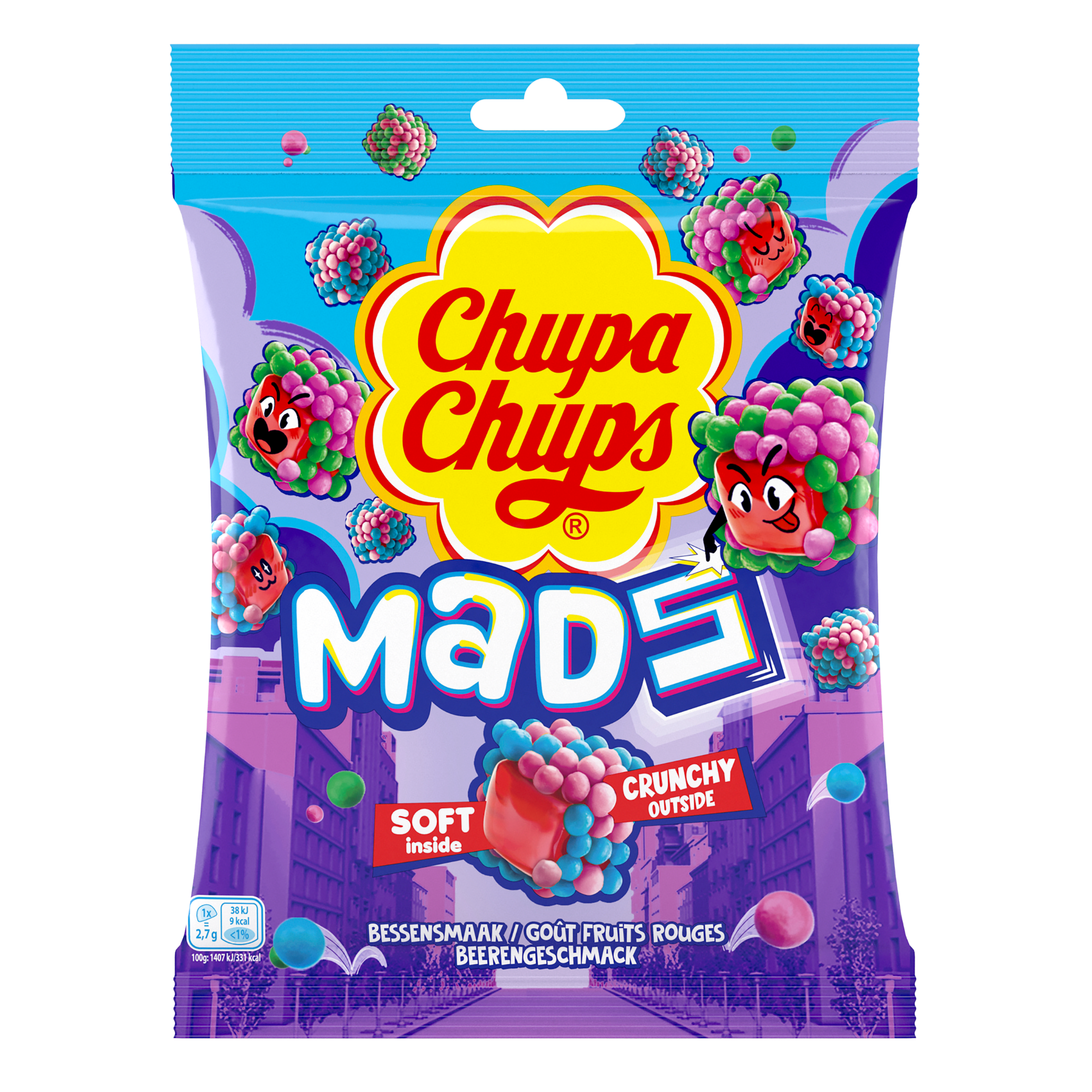 Chupa chups mads bessen uitdeelzakje (12x 115 gram)