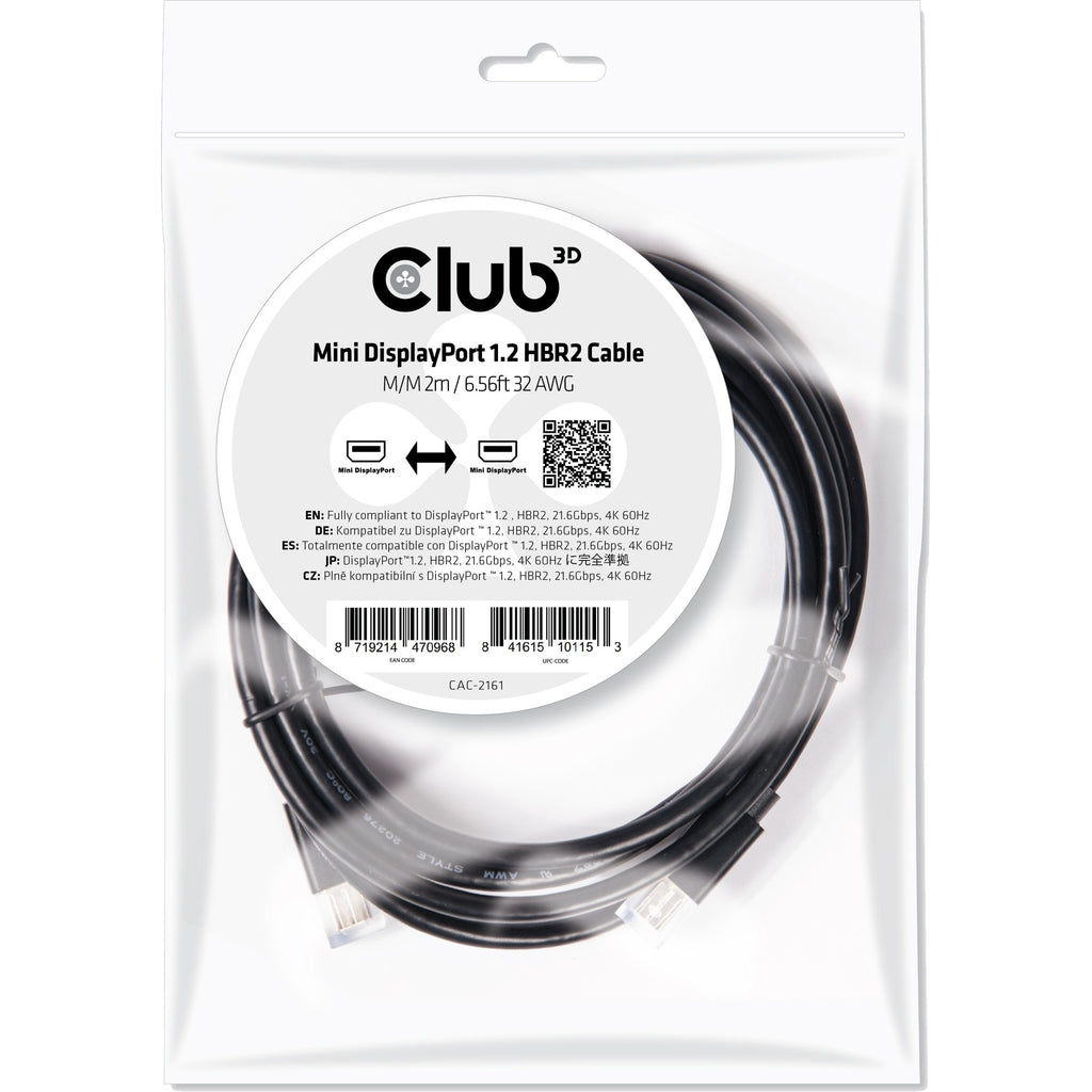 Club 3D Club 3D Mini DisplayPort 1.2 HBR2 kabel male-male