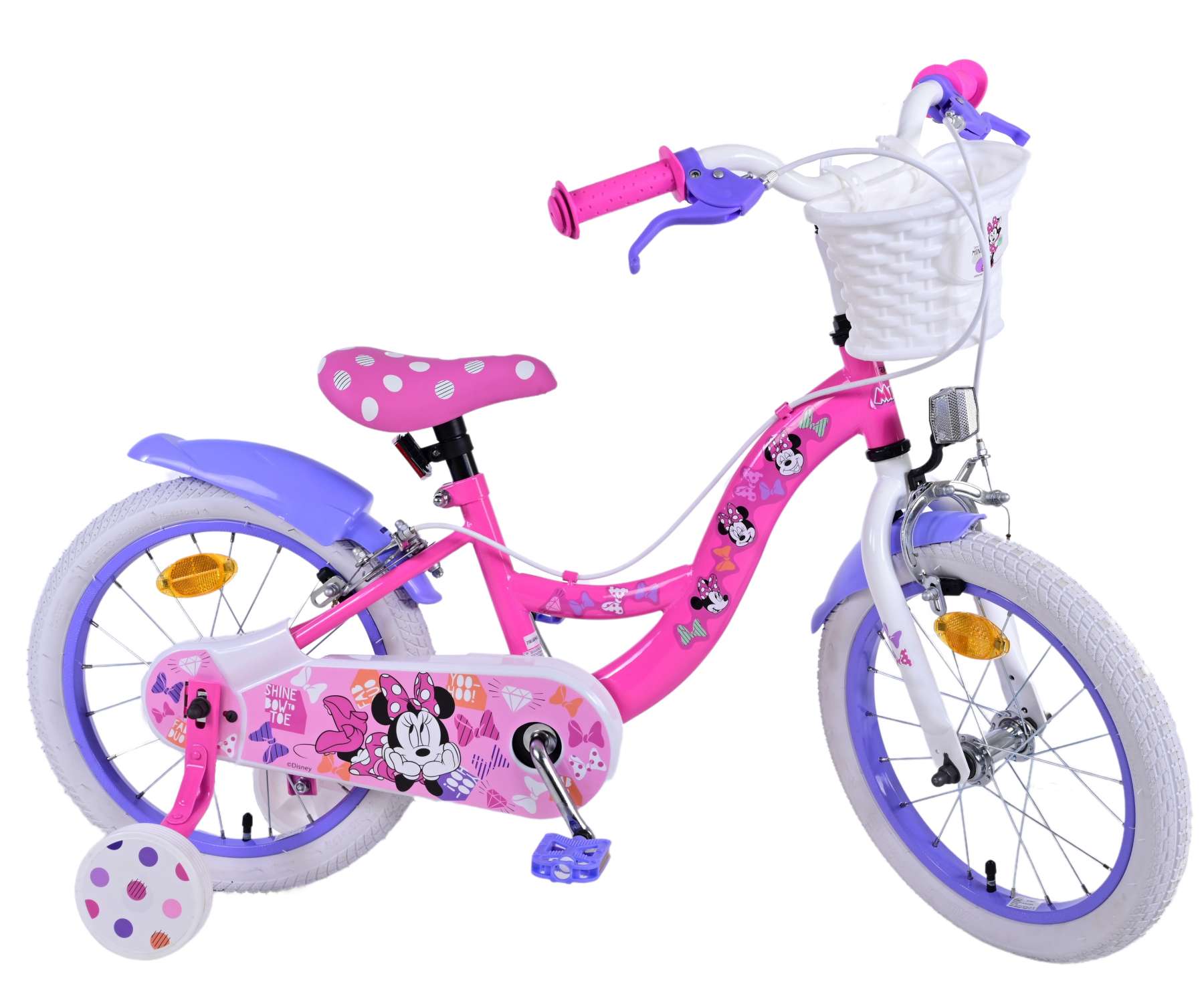Disney minnie kinderfiets - meisjes - 16 inch - roze - twee handremmen