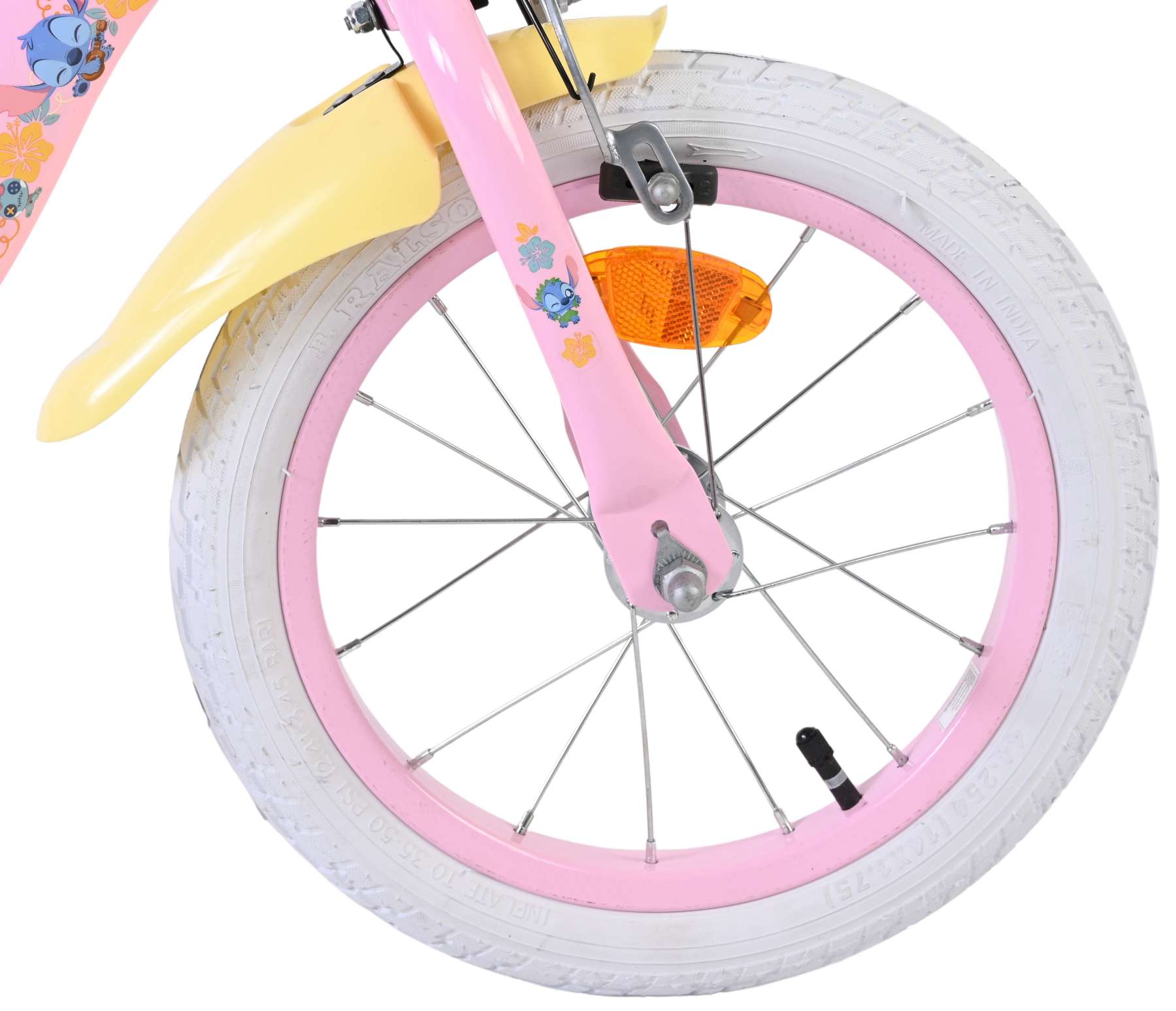 Stich disney stitch kinderfiets - meisjes - 14 inch - roze - twee handremmen