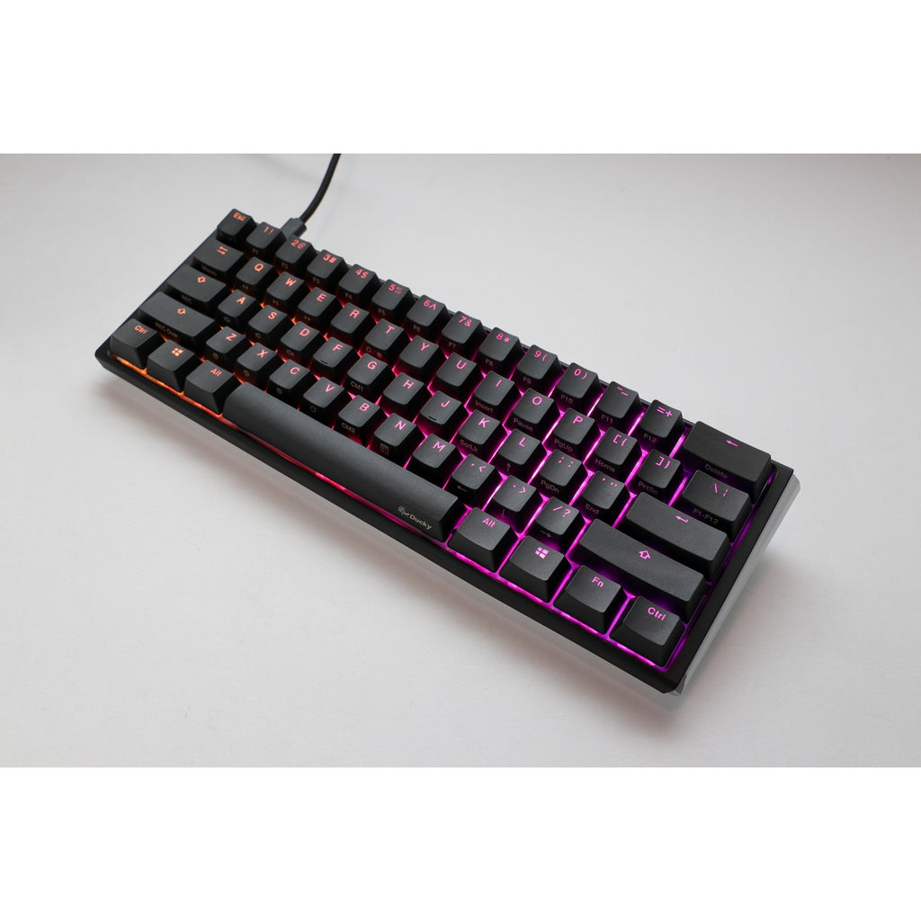 Ducky one 3 classic mini, toetsenbord (zwart wit, us lay-out, cherry mx brown, rgb led, double-shot pbt, hot-swappable, quack mechanics, 60%)