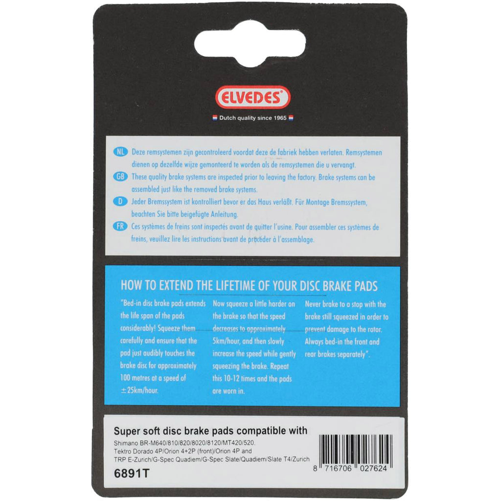 Elvedes cable systems bv schijfremblokken elvedes shimano | 6891t | grijs