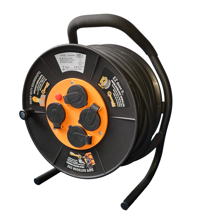 Qwattpro kabelhaspel 50mtr 3x1.5 er-300ez 4-voudig