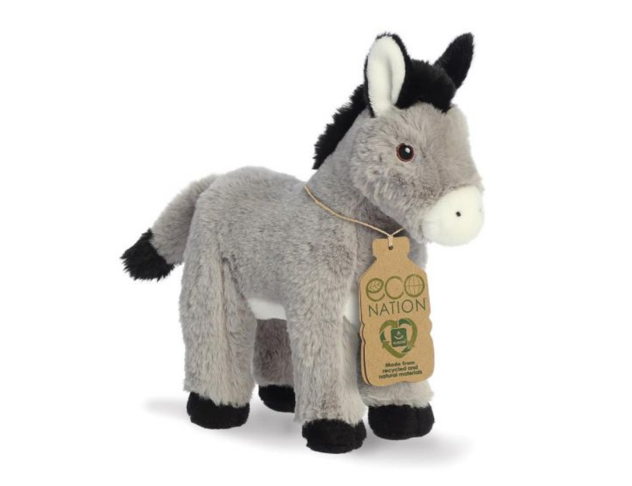 Eco nation pluchen knuffel - ezel - 28 cm