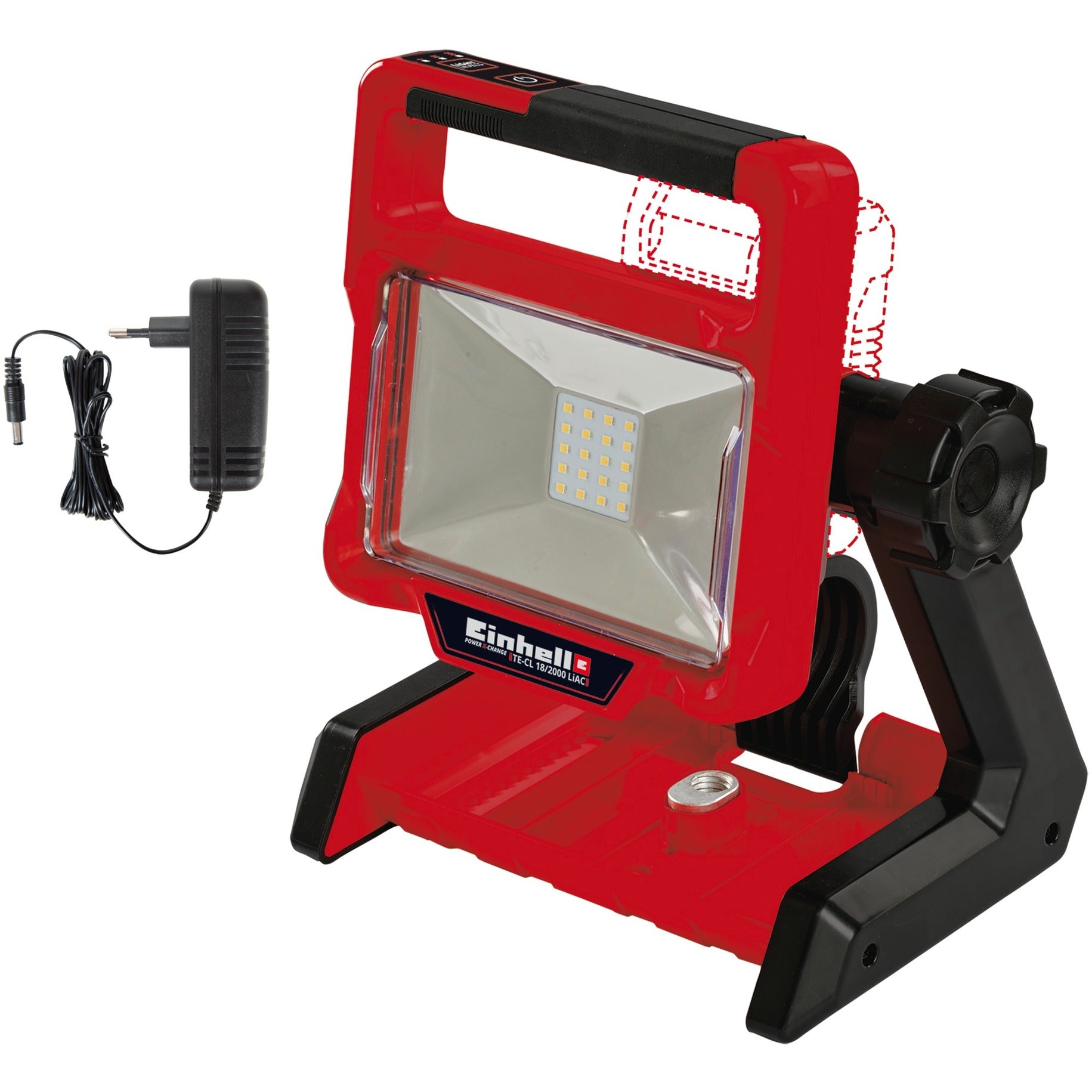 Einhell acculamp te-cl 18 2000 liac solo verlichting (rood zwart, accu en oplader niet inbegrepen)